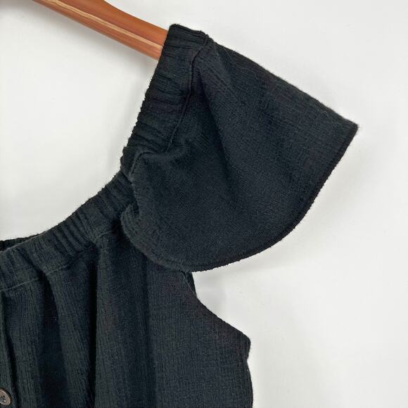 Madewell Texture & Thread Off-the-Shoulder Top Black size Large - Picture 8 of 12